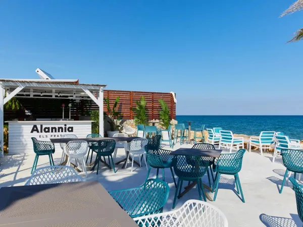 Bar na plaży z widokiem na morze na kempingu Roan Alannia Els Prats.