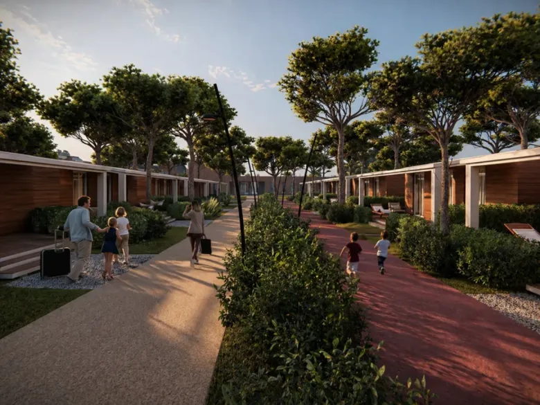 Obraz wygenerowany przez AI: Zakwaterowanie Roan Camping Delta Open Air Resort.