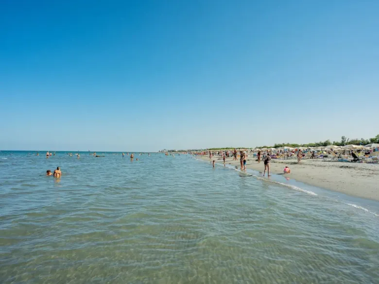 Scena na plaży na kempingu Roan w Adriano Family Collection.
