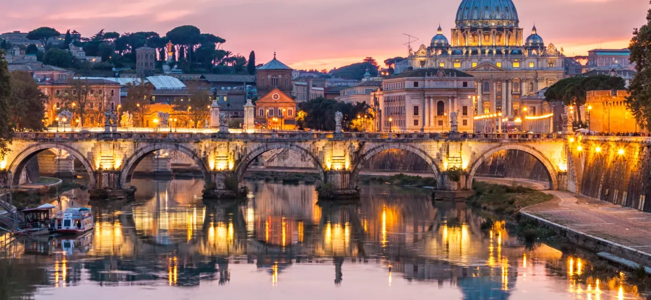 Bazylika św. Piotra w Rzymie nocą